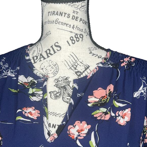 Fun2Fun SMALL Kenmore Split Neck Blouse - Stitch Fix 3/4 Sleeve Floral Top - Picture 10 of 11